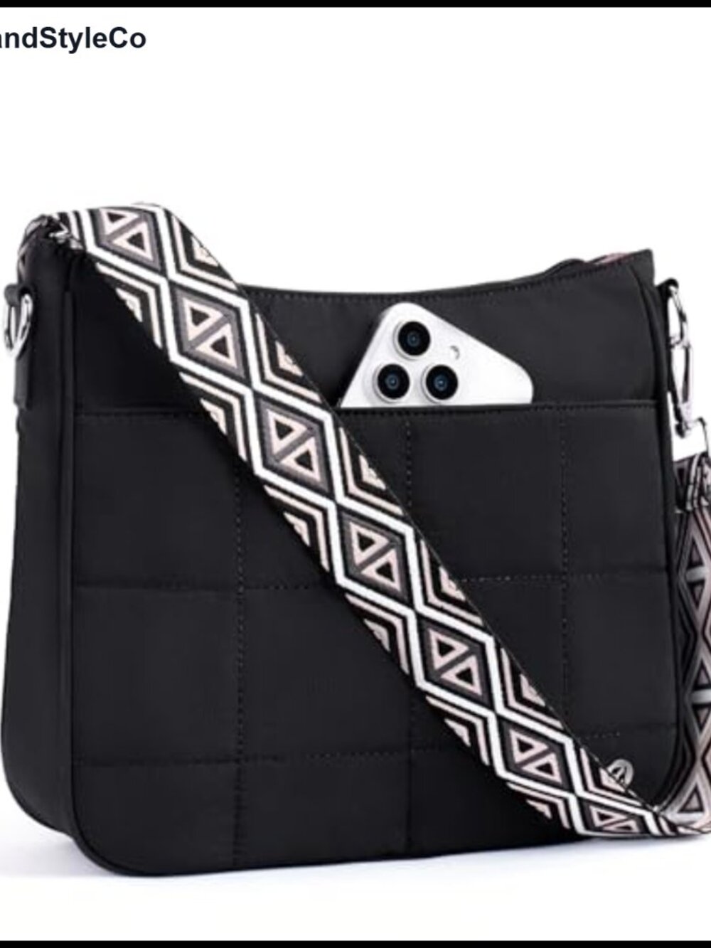 Quilted Nylon Puffer Crossbody Anti-Theft Travel Bag